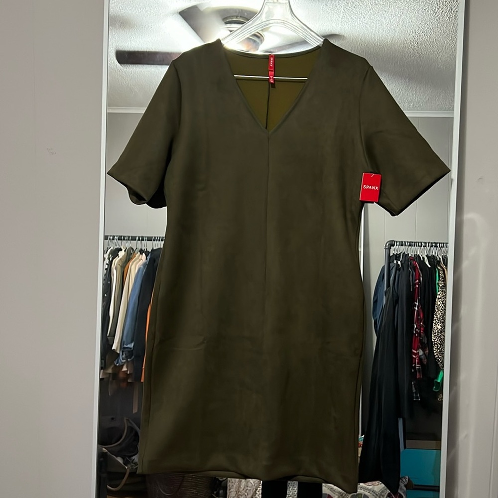 Spanx Olive Microsuede Dress Size L